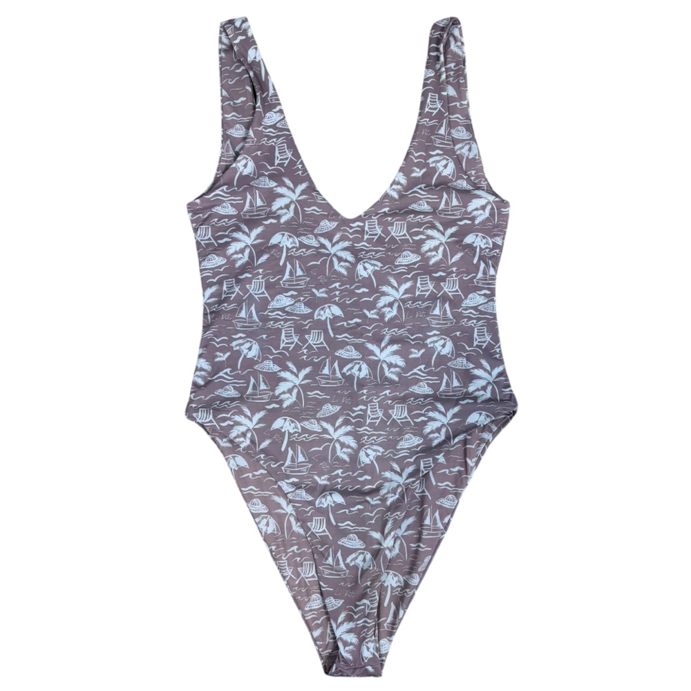 La Porte Vacay Beach Print One Piece‎ Swimsuit Size M